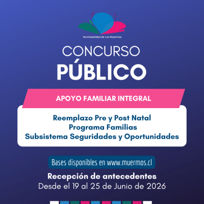 Concurso P&uacute;blico para Apoyo Familiar Integral en Los Muermos