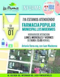 YA ESTAMOS ATENDIENDO FARMACIA POPULAR MUNICIPAL LOS MUERMOS